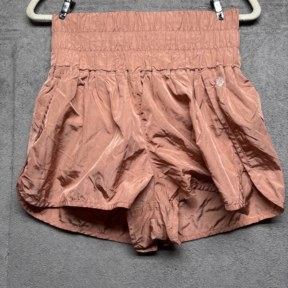 Free People Movement Women's Large Orange Activewear Running Shorts Lightweight